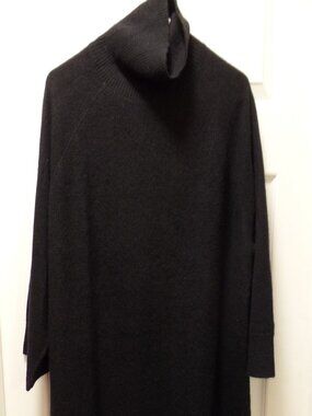 EUC XL 18 20 BLACK Soft by NAADAM 100% CASHMERE Waffle Stitch Turtleneck Sweater